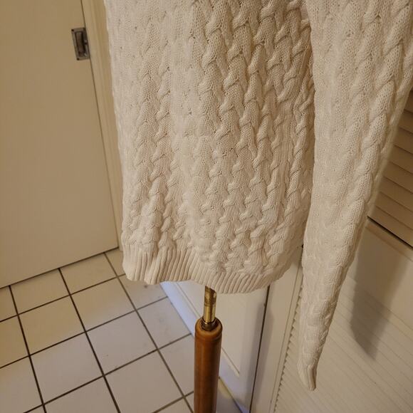 Cable Knit Crewneck Pullover Sweater Studio Works White Women’s Medium - Picture 6 of 7